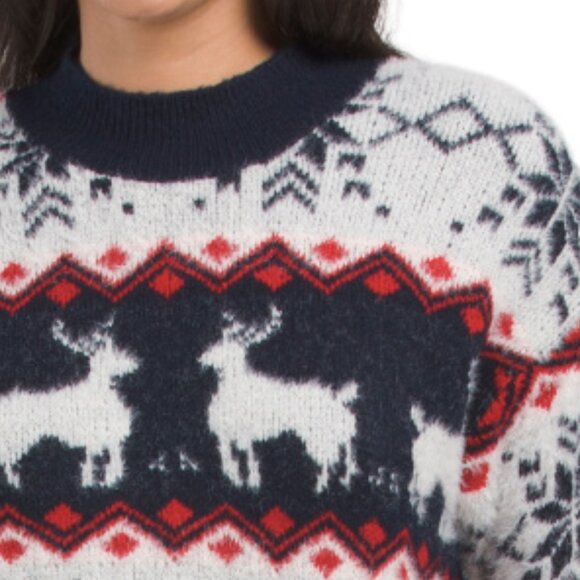 NEW  COCOBLEU Reindeer Sweater Navy Multi for women 168tn - Picture 4 of 4